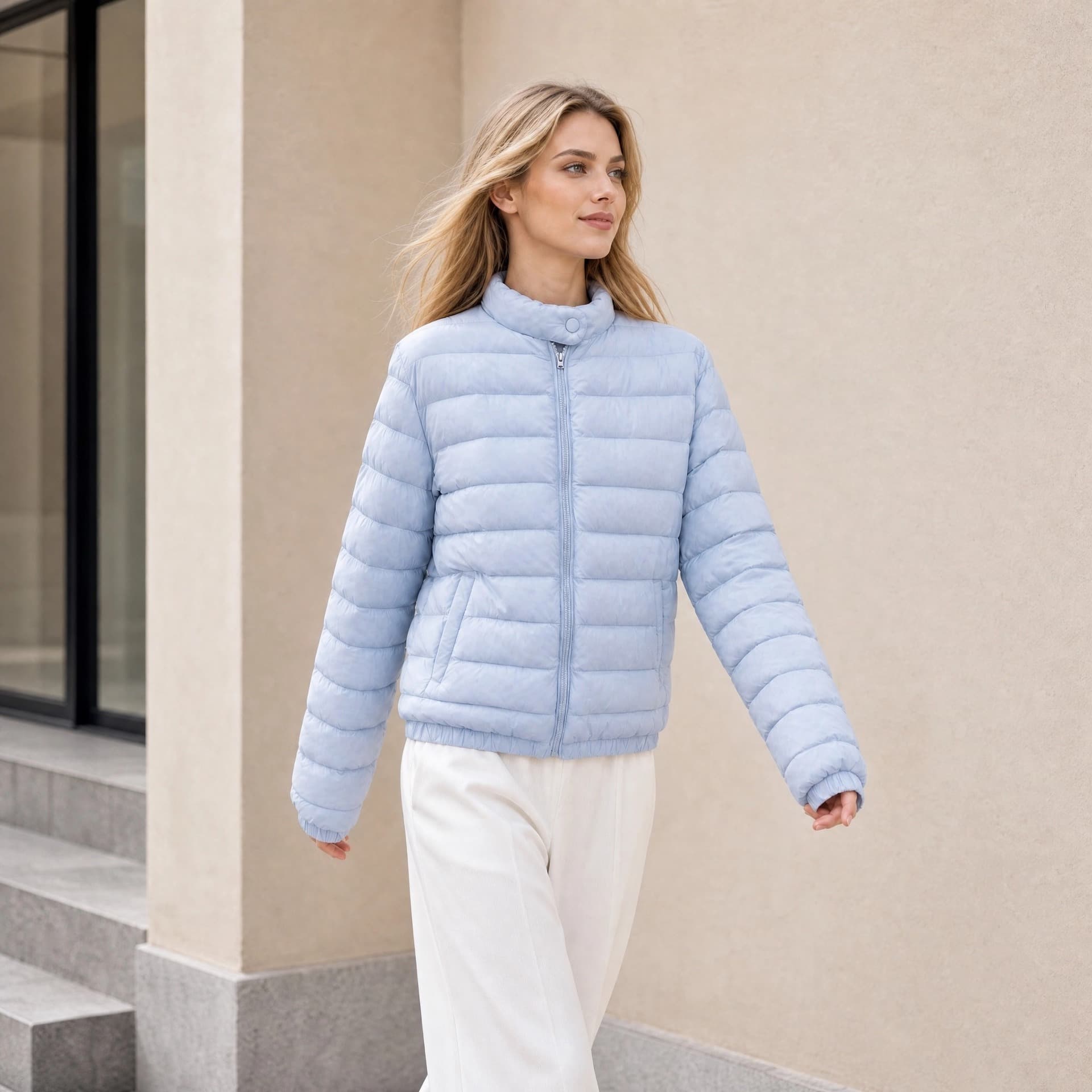 Outerwear Lightweight Cotton-padded Jacket With A Stand-up Collar